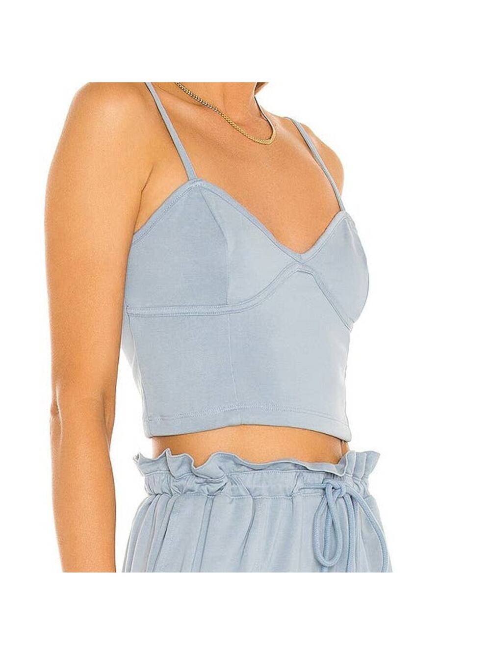 BCBGMAXAZRIA Crop Top V Neck Shadow Blue Sleeveless Tank Top New Womens Small